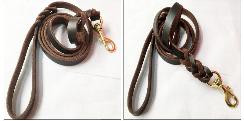 The First Layer Of Leather Dog Chain German Shepherd Training Traction Rope Pet Anti-Washing Widened 2 Meters Rope